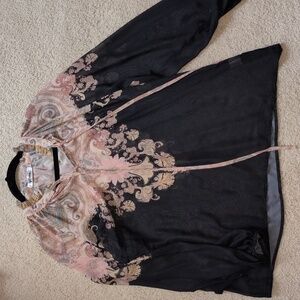 Women's Set Black and Beige Women's Blouse And Shorts With Elastic Back Size SM